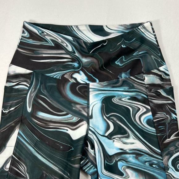 MPG Green Black White Abstract Swirl Print Athletic Leggings Women's Size M NWOT - Picture 2 of 5